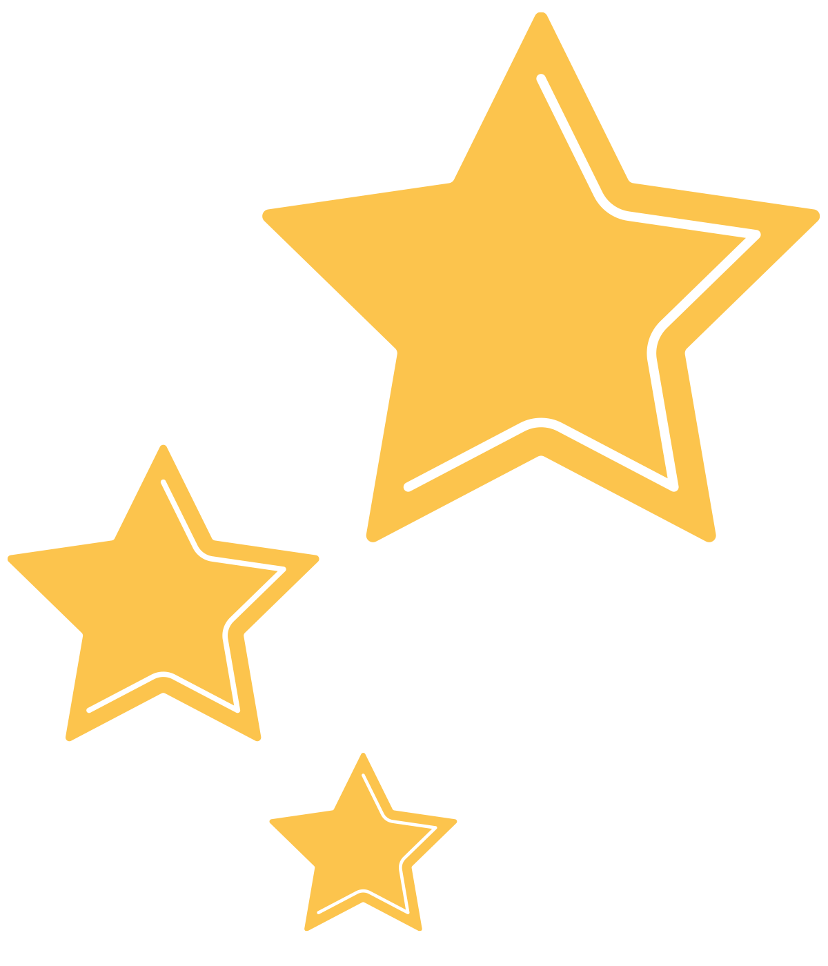 Illustration of three large yellow stars