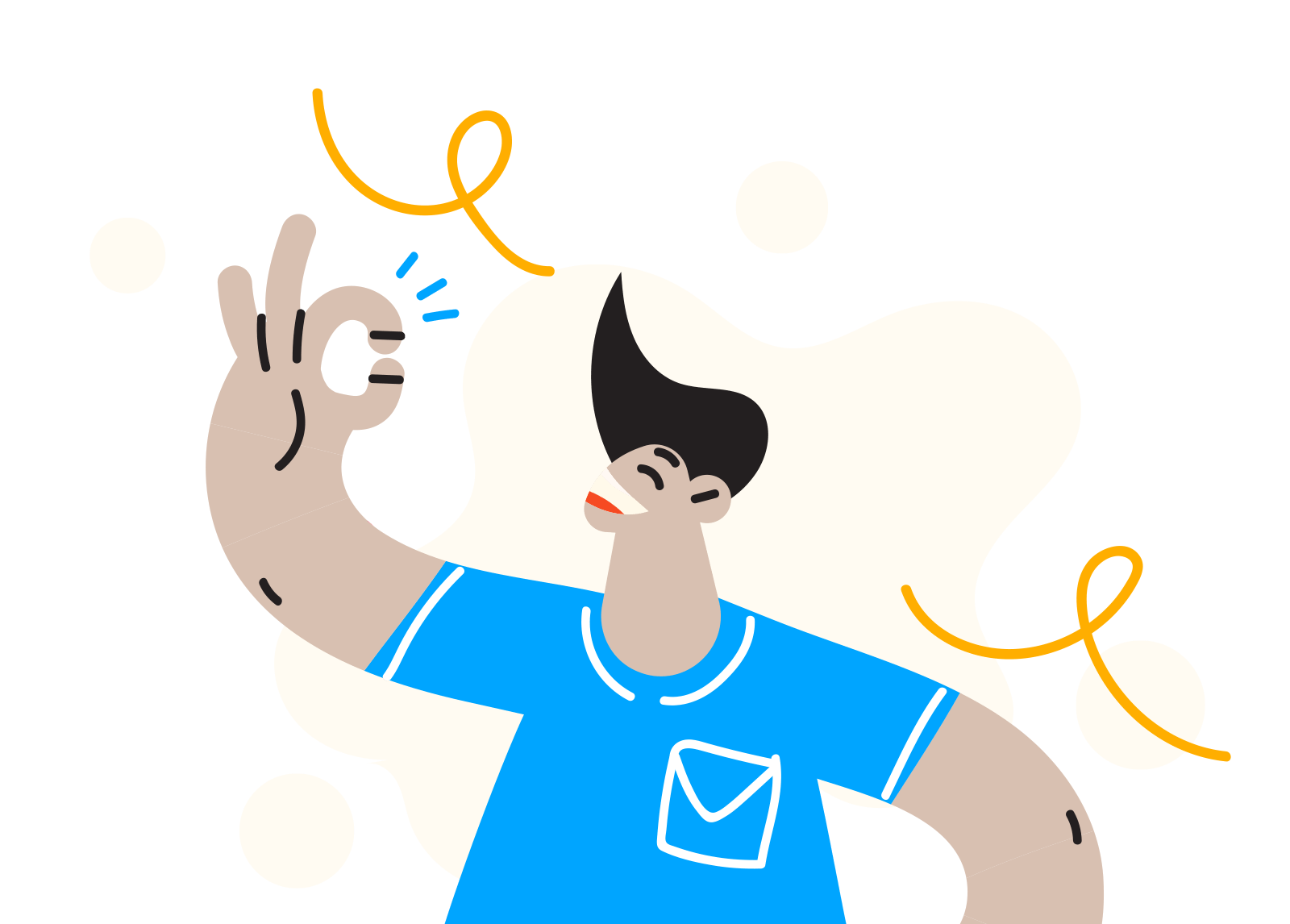 Illustration of a smiling person snapping their fingers as if to say "perfect!"